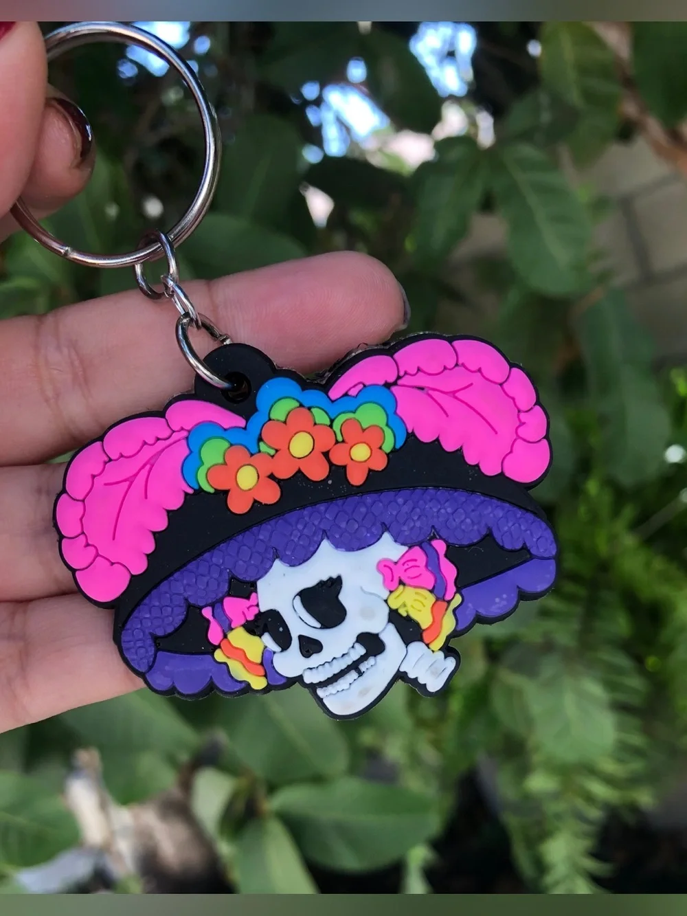 Día de Muertos Mexican colorful skull Calavera keychain SKU535